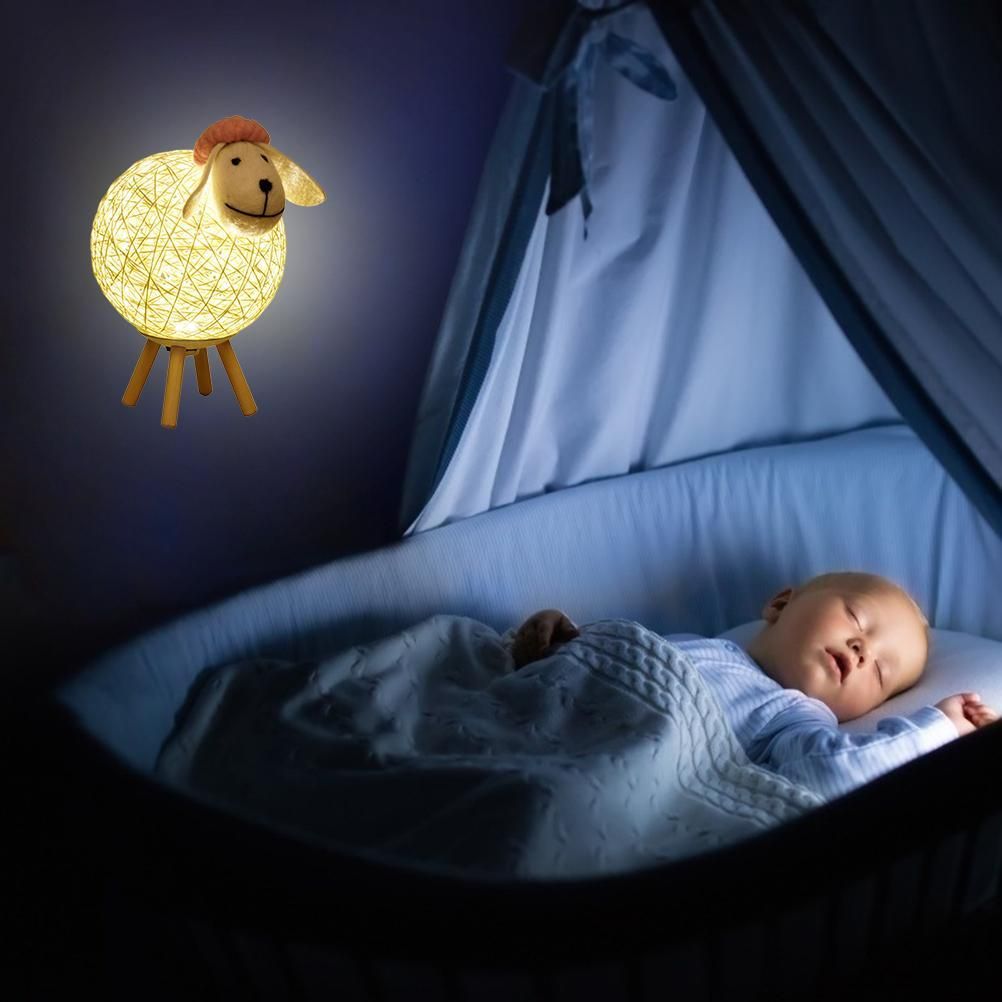 Cute LED Night Light Sheep Rattan Table Lamp USB Night Lamp for Home Kids Room view 7