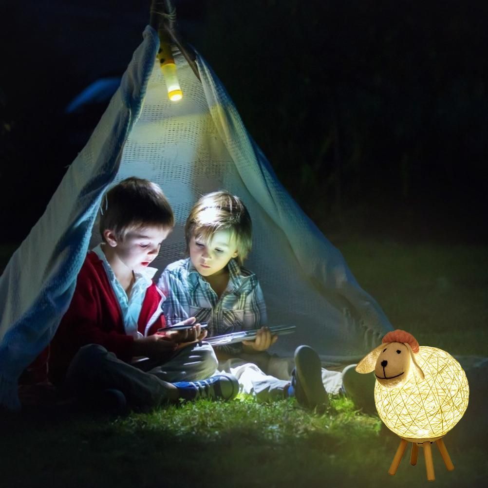Cute LED Night Light Sheep Rattan Table Lamp USB Night Lamp for Home Kids Room view 9