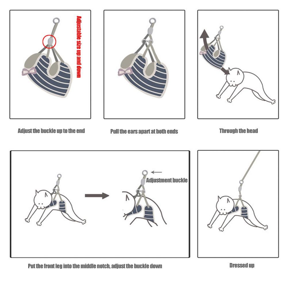 Cat Leash Harness Set Adjustable Bowknot Vest Type Cat Traction Rope Pet Supplies view 3