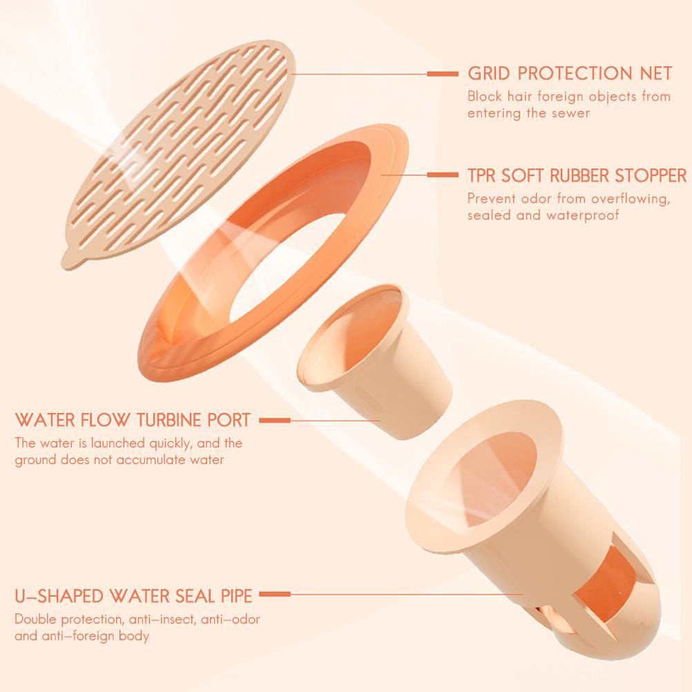 Shower Floor Drain 360° Deodorant Floor Drain Backflow Preventer One Way Drain view 5