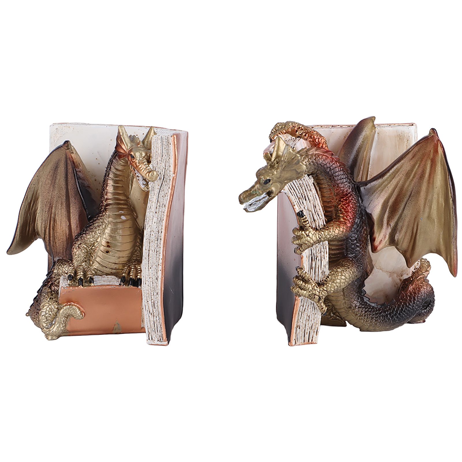 Funny Dragon Bookends Resin Dragon Statue Desktop Bookend for Home Office view 2