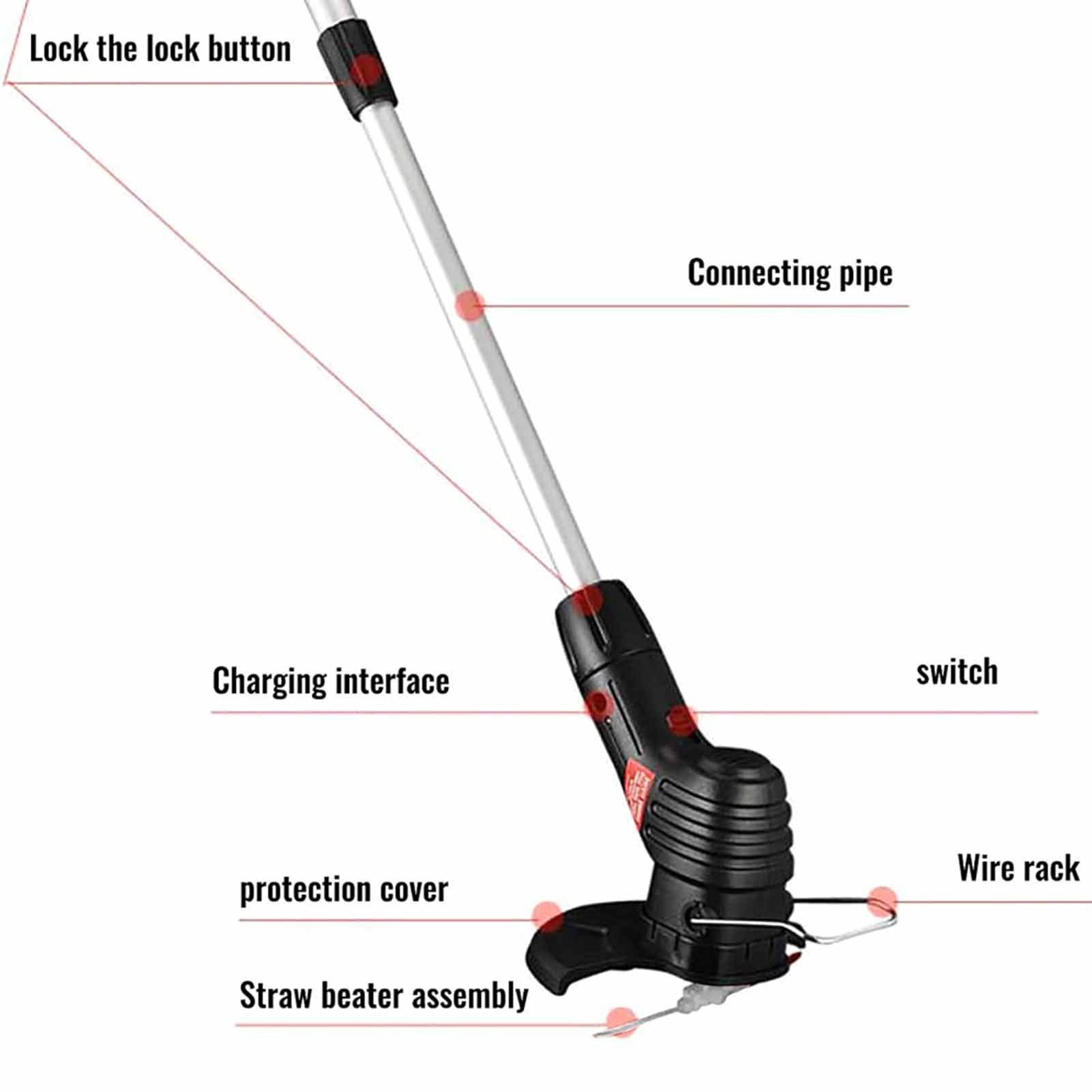 Electric Grass Trimmer Handheld Garden Grass Trimmer Cordless Lawn Trimmer for view 5