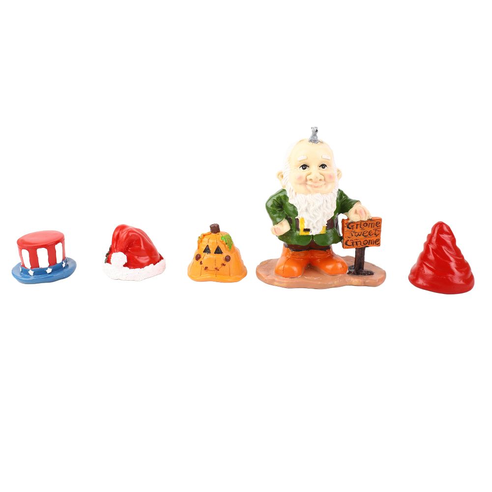 Resin Goblin Statue with 4PCS Replaceable Hats for Xmas Easter Independence view 2