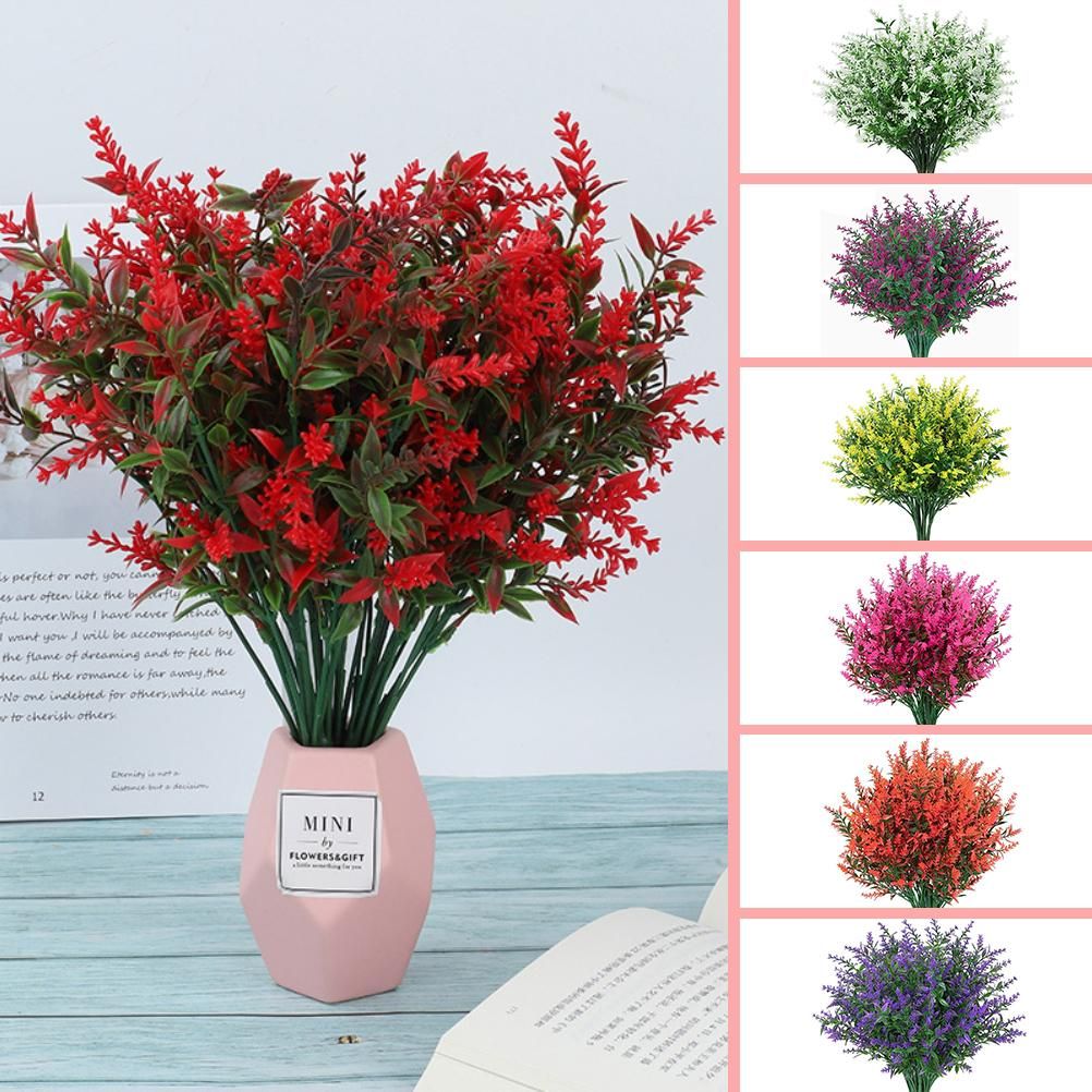 8PCS Fake Lavender Plastic Artificial Lavender Flowers Bouquets UV Resistant view 3
