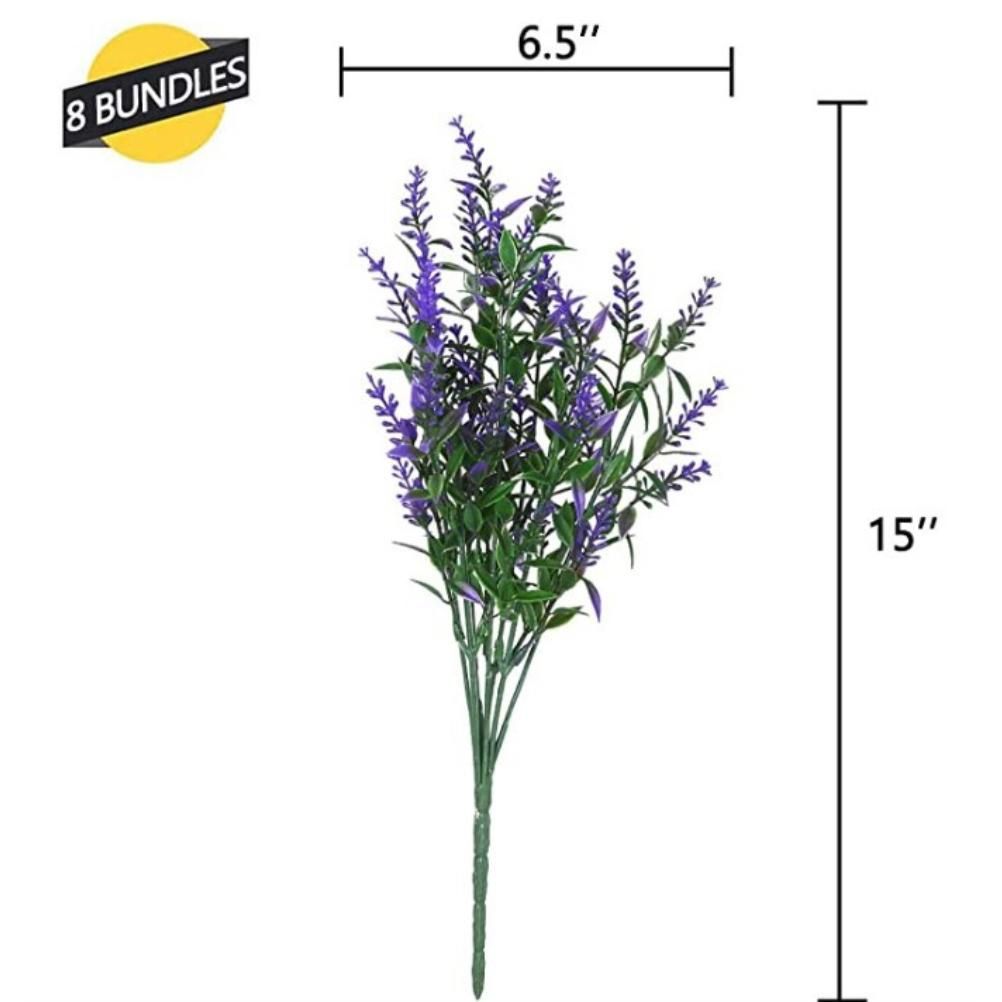 8PCS Fake Lavender Plastic Artificial Lavender Flowers Bouquets UV Resistant view 4