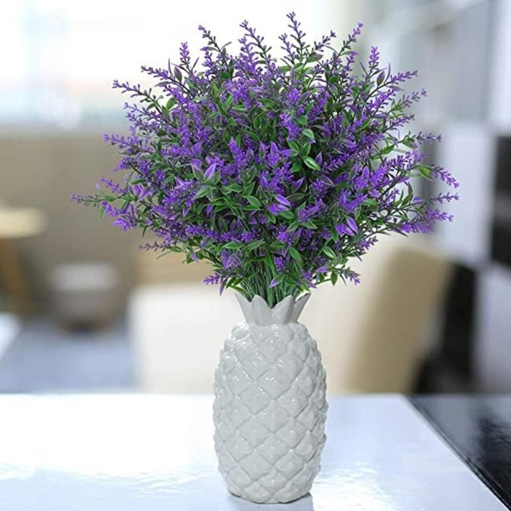 8PCS Fake Lavender Plastic Artificial Lavender Flowers Bouquets UV Resistant view 5
