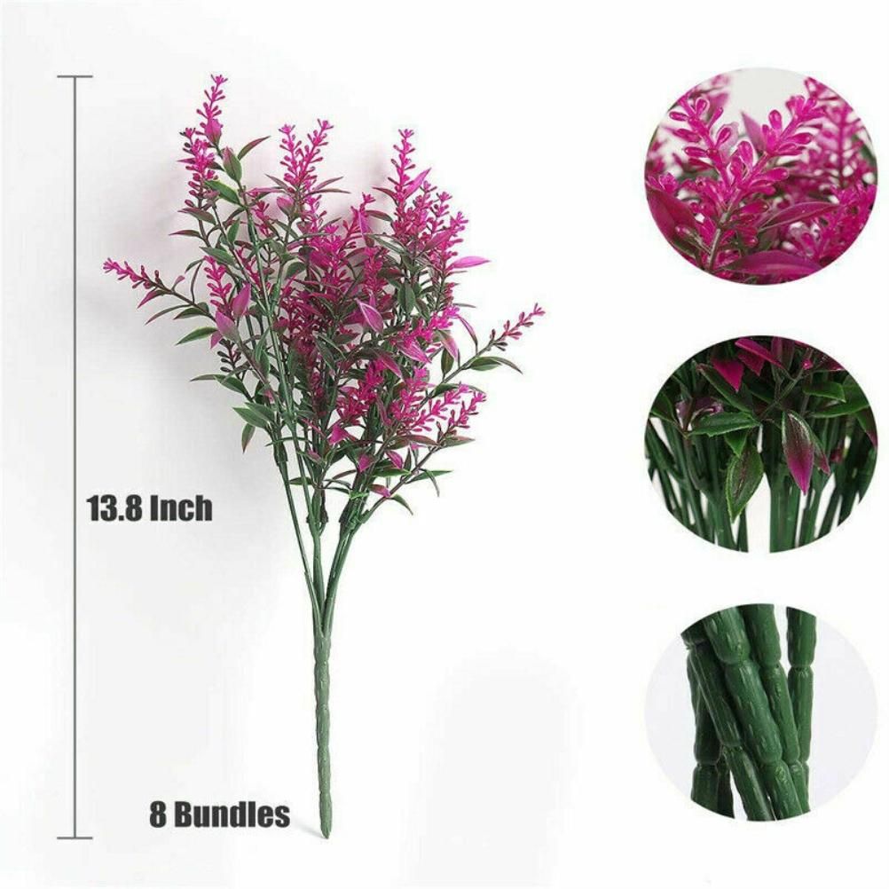 8PCS Fake Lavender Plastic Artificial Lavender Flowers Bouquets UV Resistant view 7