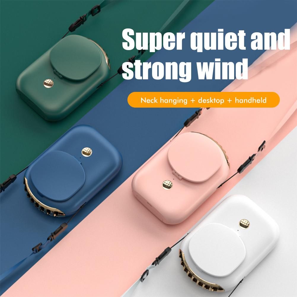 USB Charging Silent Mini Neck Fan with Makeup Mirror Hanging Neck Fan 3 view 9