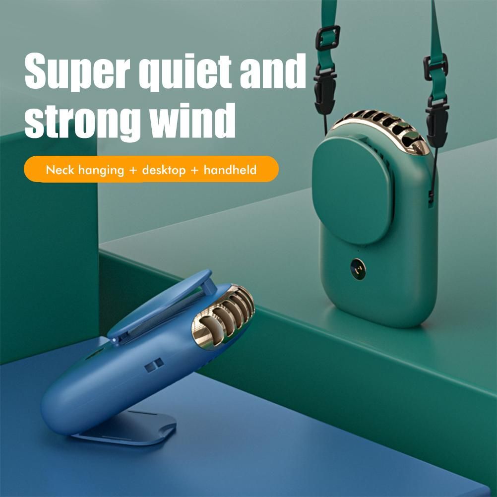 USB Charging Silent Mini Neck Fan with Makeup Mirror Hanging Neck Fan 3 view 10