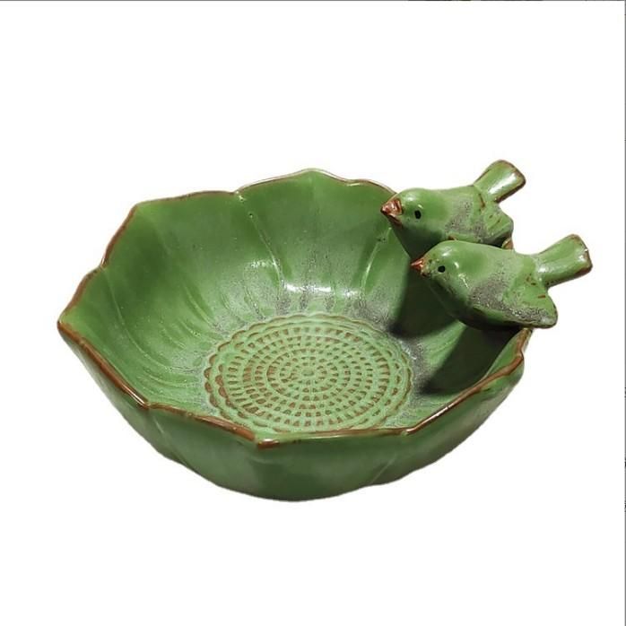 Bird Bath Bird Feeder Bird Bowl Ceramic Water Bath Bird Bath Feeding Station view 2