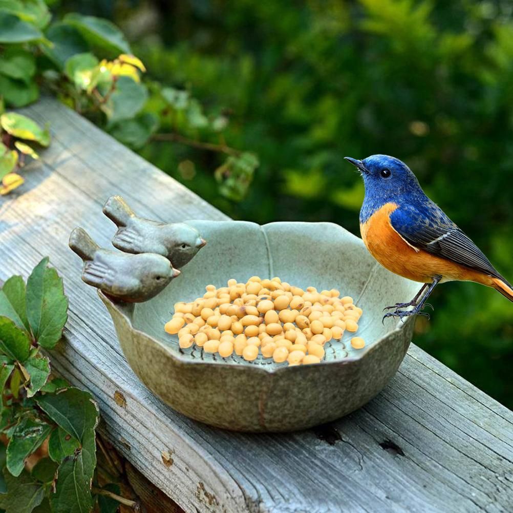 Bird Bath Bird Feeder Bird Bowl Ceramic Water Bath Bird Bath Feeding Station view 3