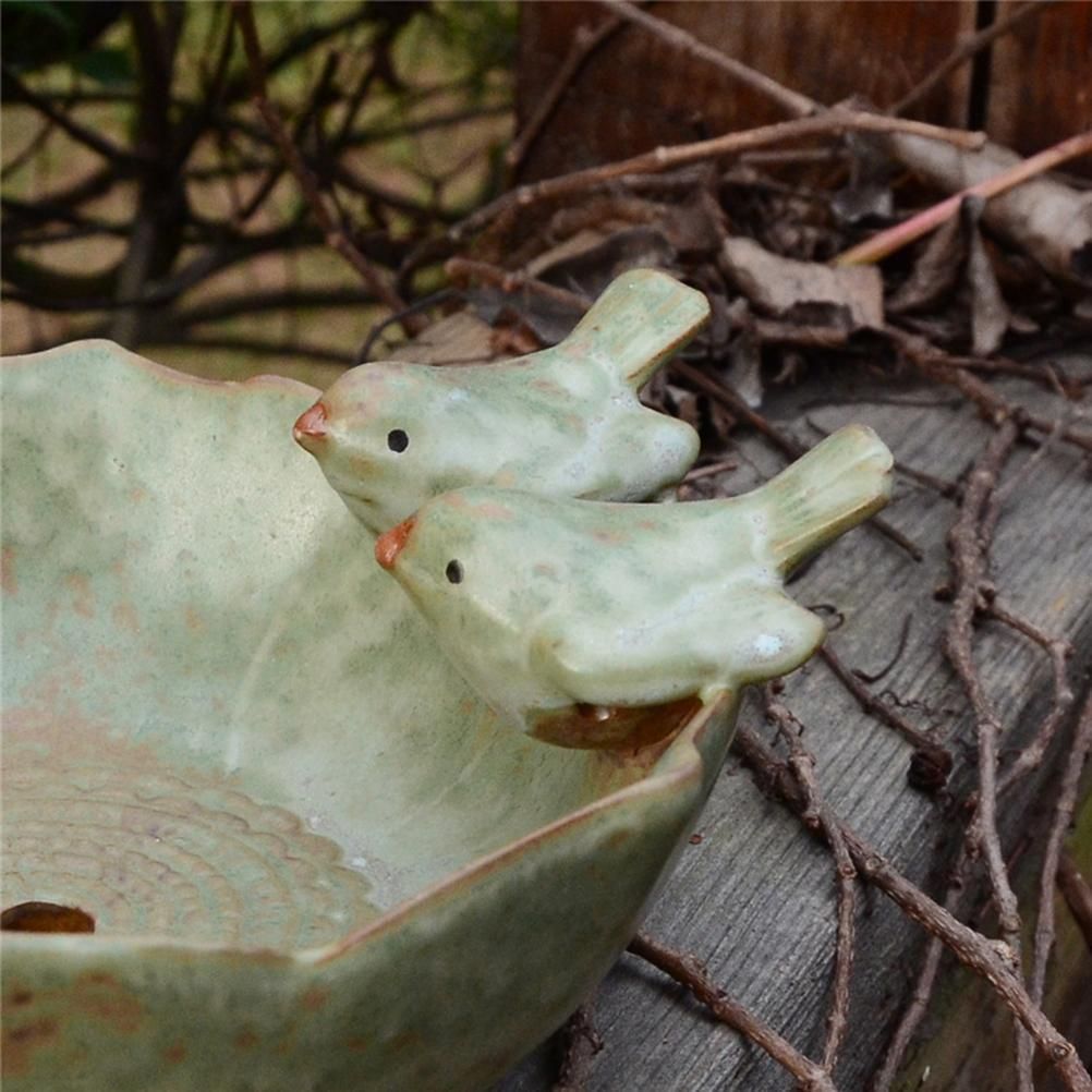 Bird Bath Bird Feeder Bird Bowl Ceramic Water Bath Bird Bath Feeding Station view 7