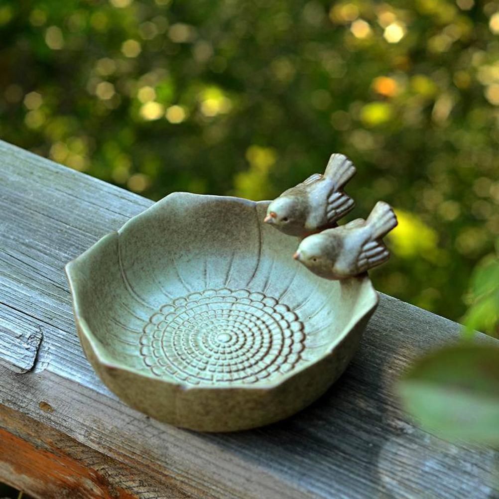 Bird Bath Bird Feeder Bird Bowl Ceramic Water Bath Bird Bath Feeding Station view 8