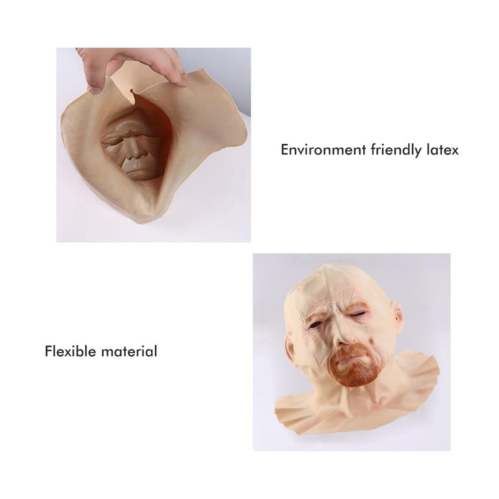 Old Man Face Cover Halloween Latex Headgear Scary Halloween Cosplay Party Props