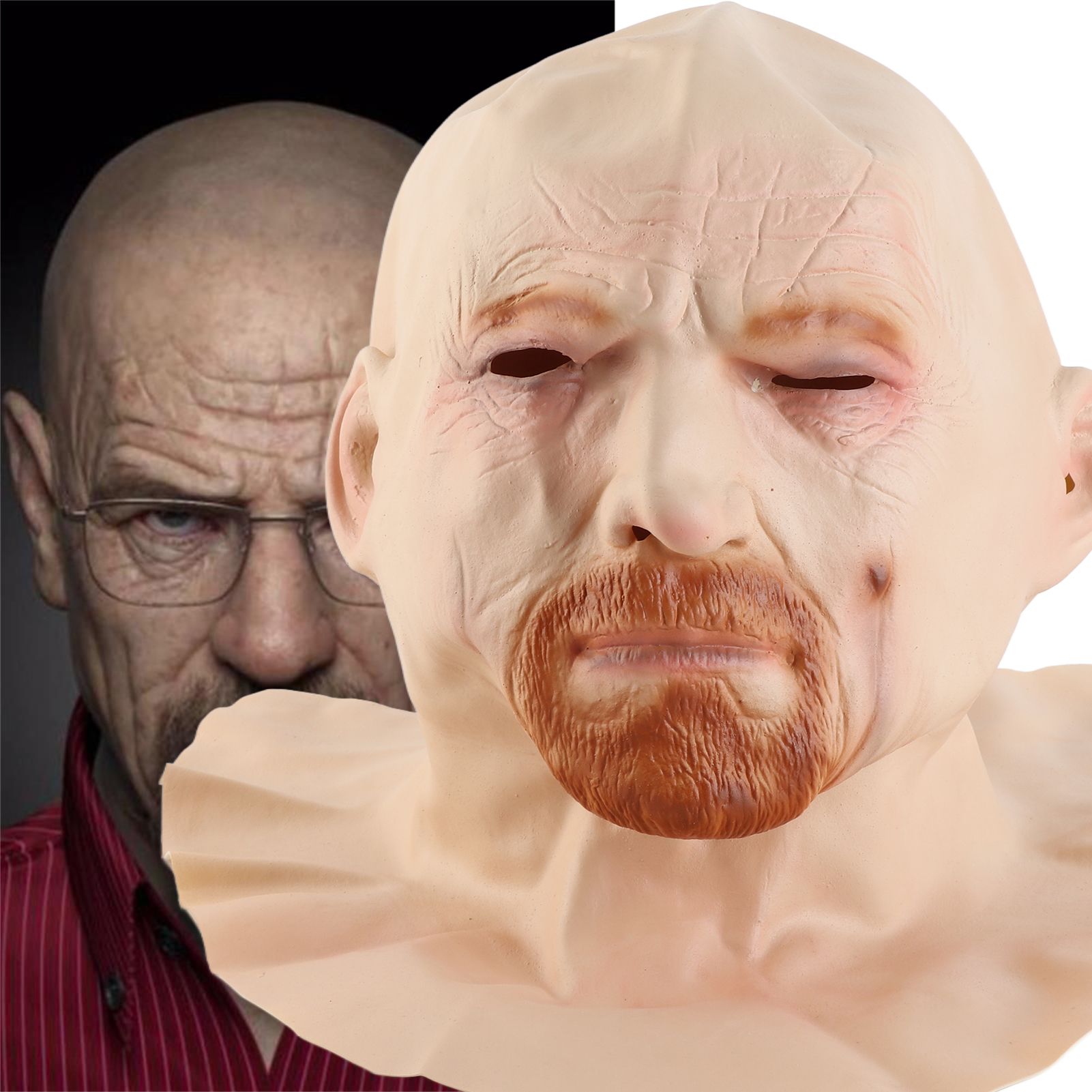 Old Man Face Cover Halloween Latex Headgear Scary Halloween Cosplay Party Props view 6