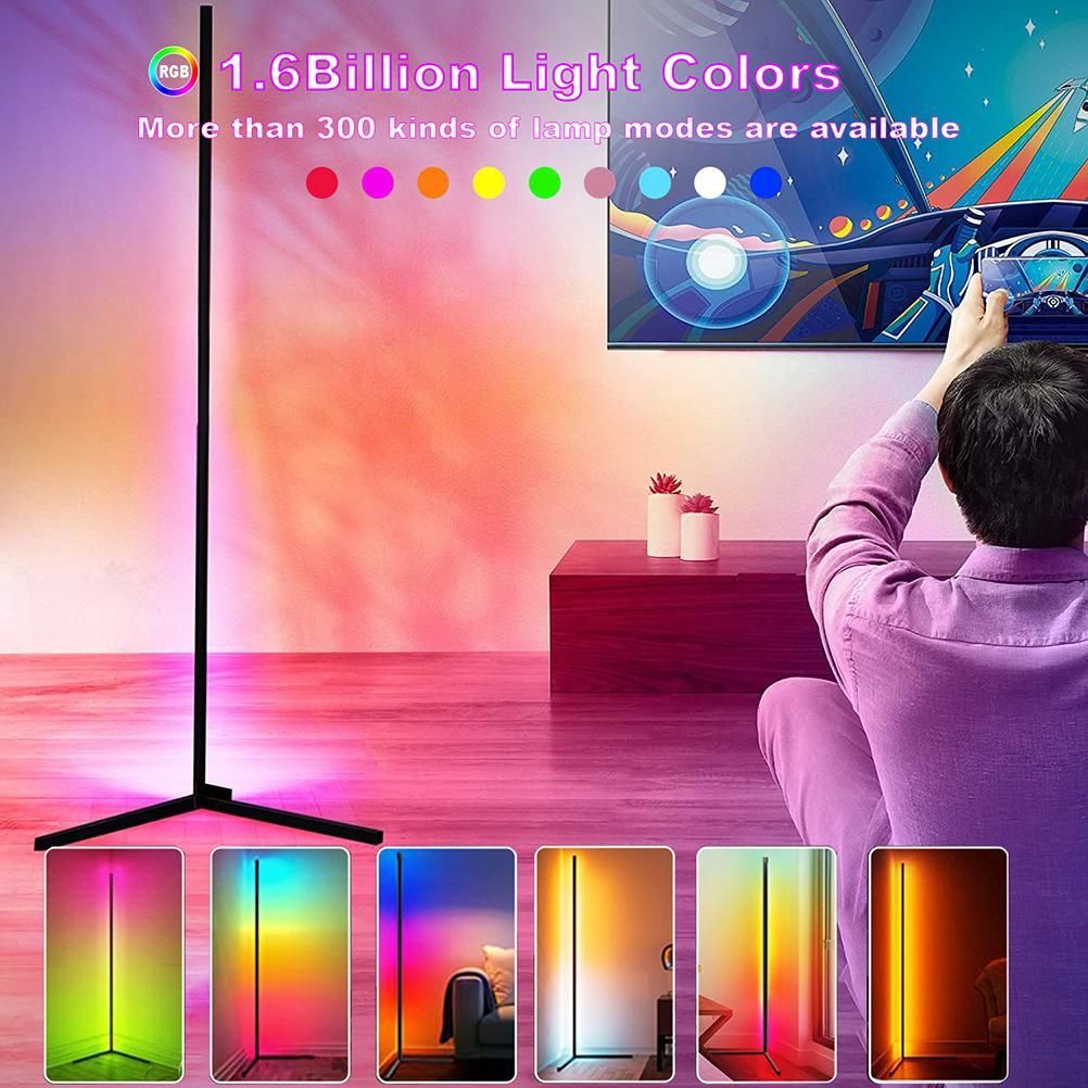 RGB Corner Floor Lamp Color Changing LED Mood Lighting Dimmable LED Standing view 4
