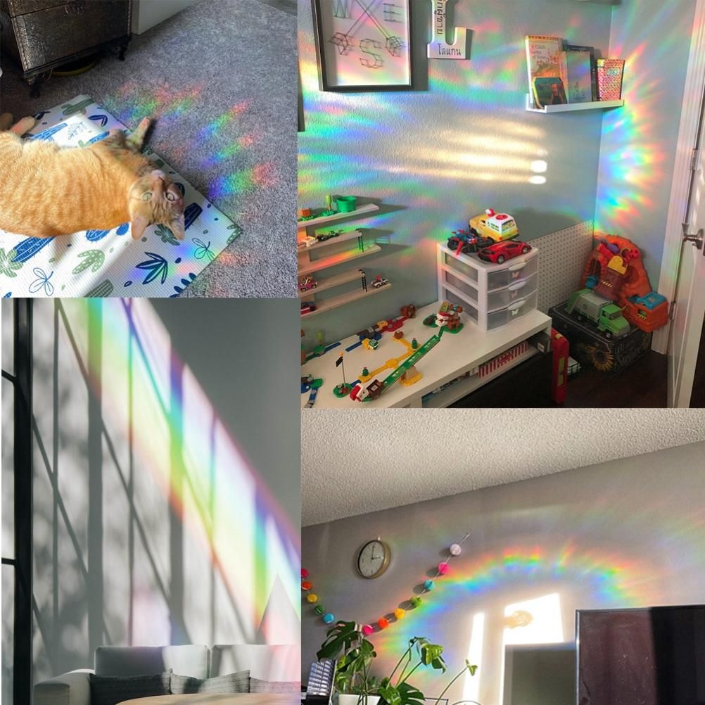 Window Clings Rainbow Prism Static Stickers Glue Free PVC Window Film Best view 3
