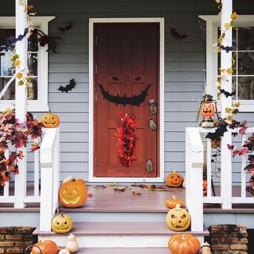 Artificial Fall Maple Leaves Wall Hanging Plants for Halloween Thanksgiving Decor view 10