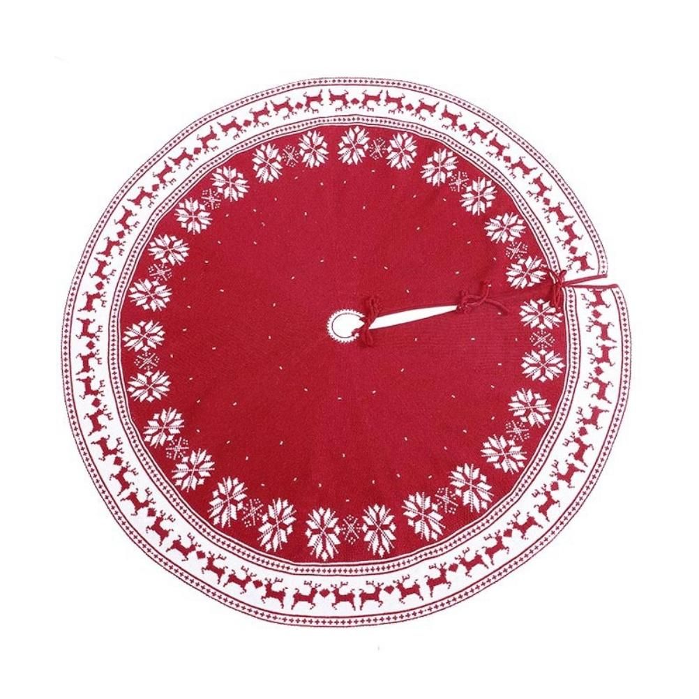 Festival Tree Skirt Knitted Tree Skirt Apron Snowflake Deer for Gift Holidays 90cm