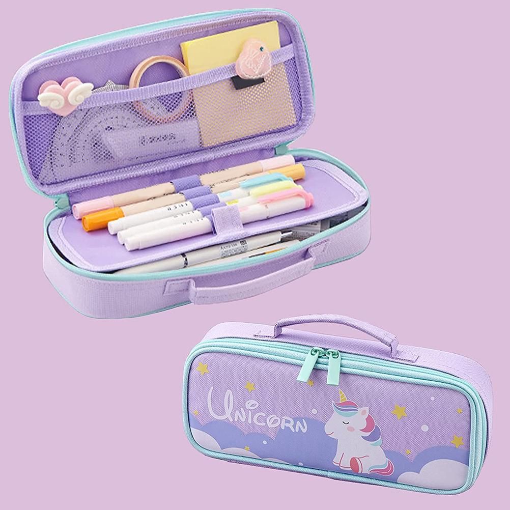 Portable Pencil Case for Girls Large Capacity Pencil Case Double Layer Cloth
