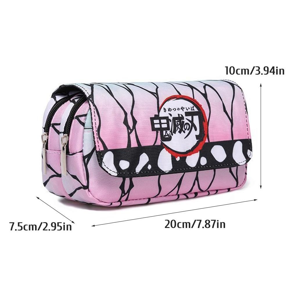 Pencil Case Large Capacity Cartoon Anime Pencil Case Double Layer Canvas
