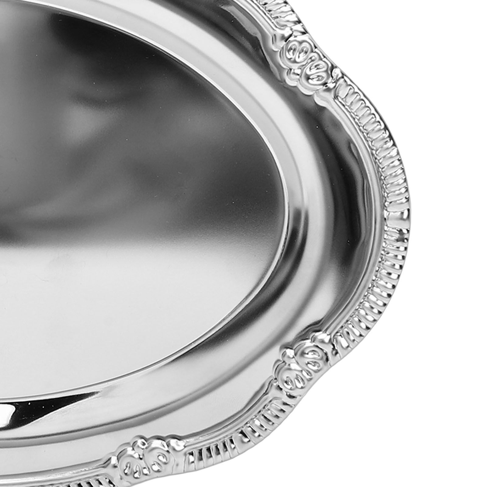 Engraved Dessert Tray Vintage Court Style Serving Plate Metal Decorative Plate view 5