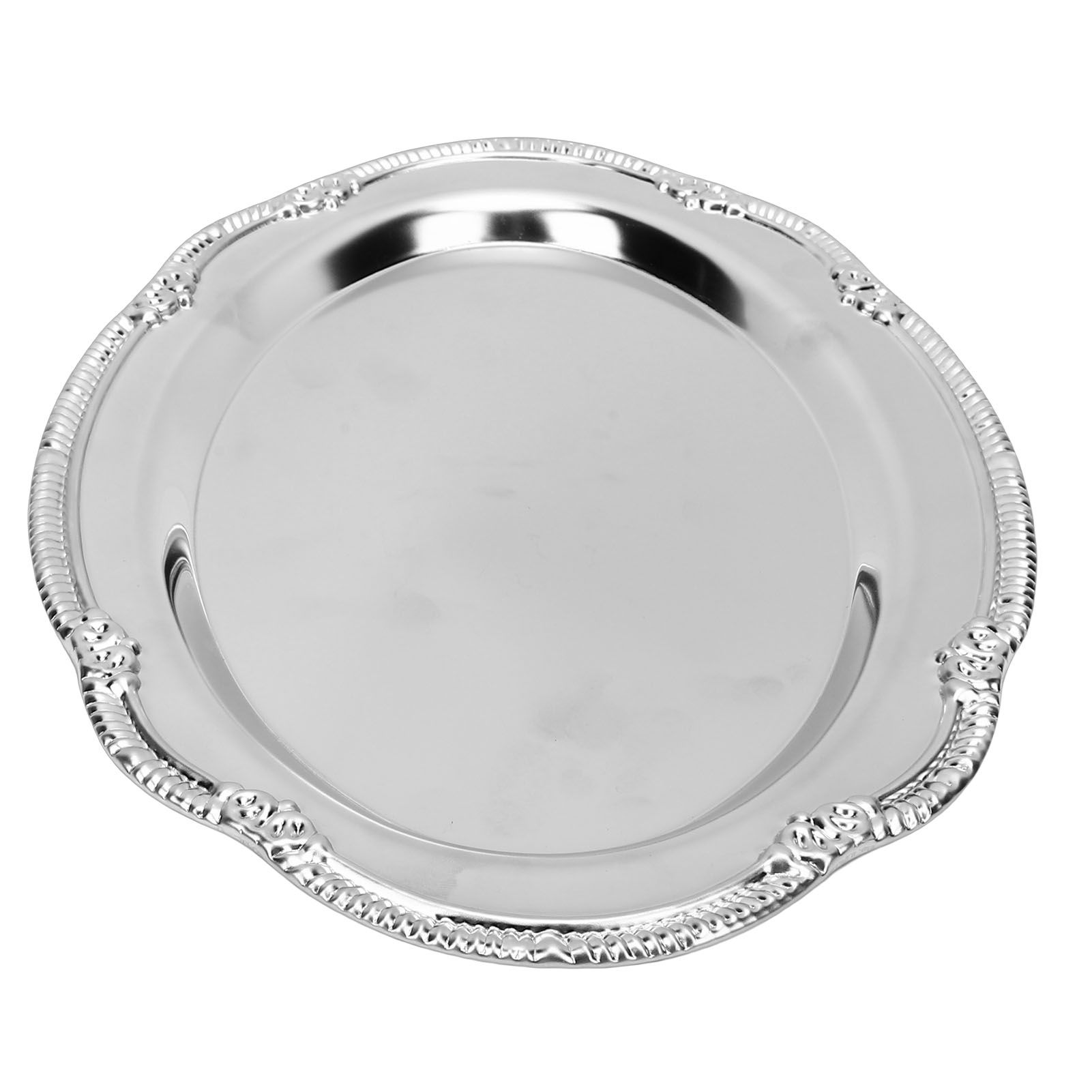 Engraved Dessert Tray Vintage Court Style Serving Plate Metal Decorative Plate view 10