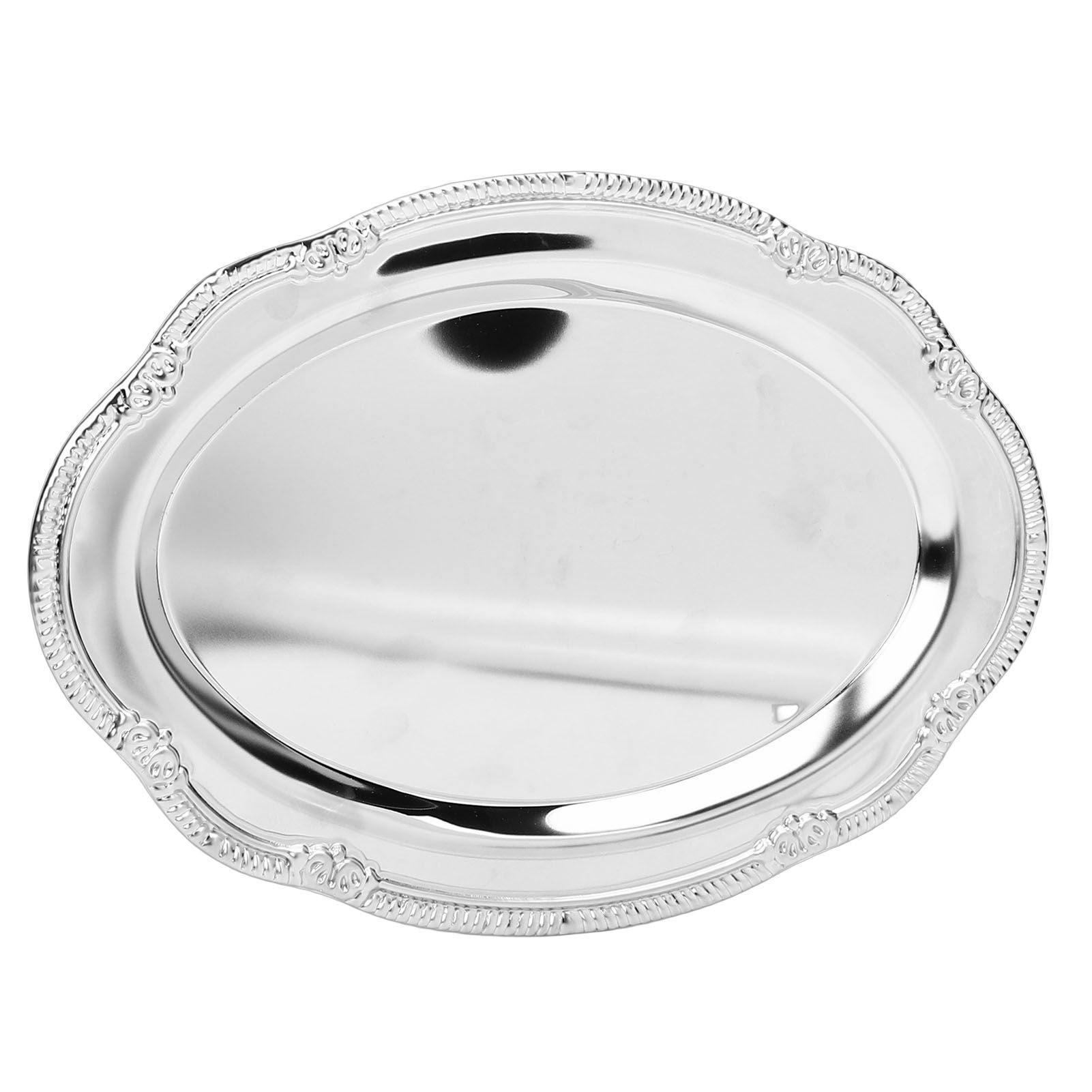 Engraved Dessert Tray Vintage Court Style Serving Plate Metal Decorative Plate view 12