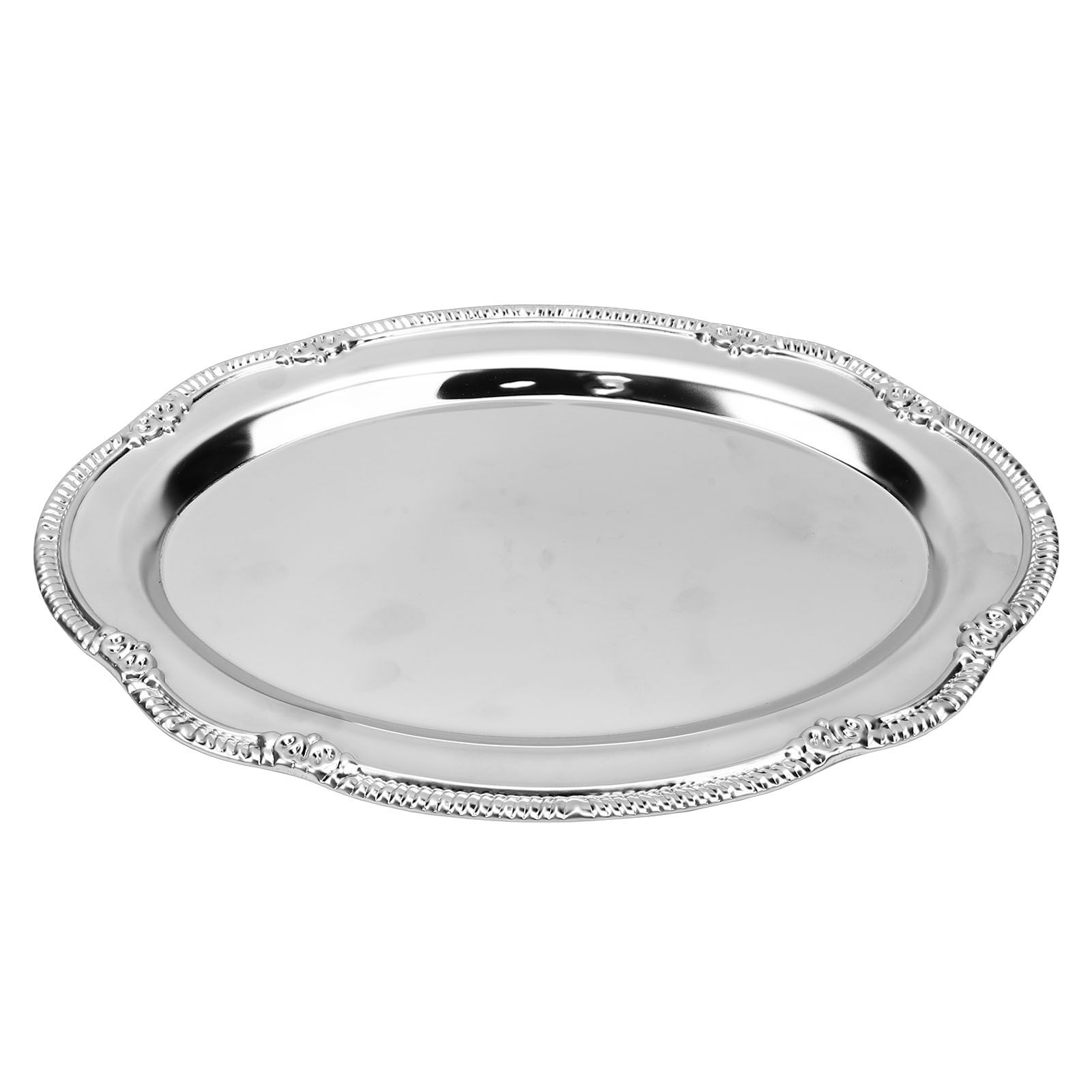 Engraved Dessert Tray Vintage Court Style Serving Plate Metal Decorative Plate view 3