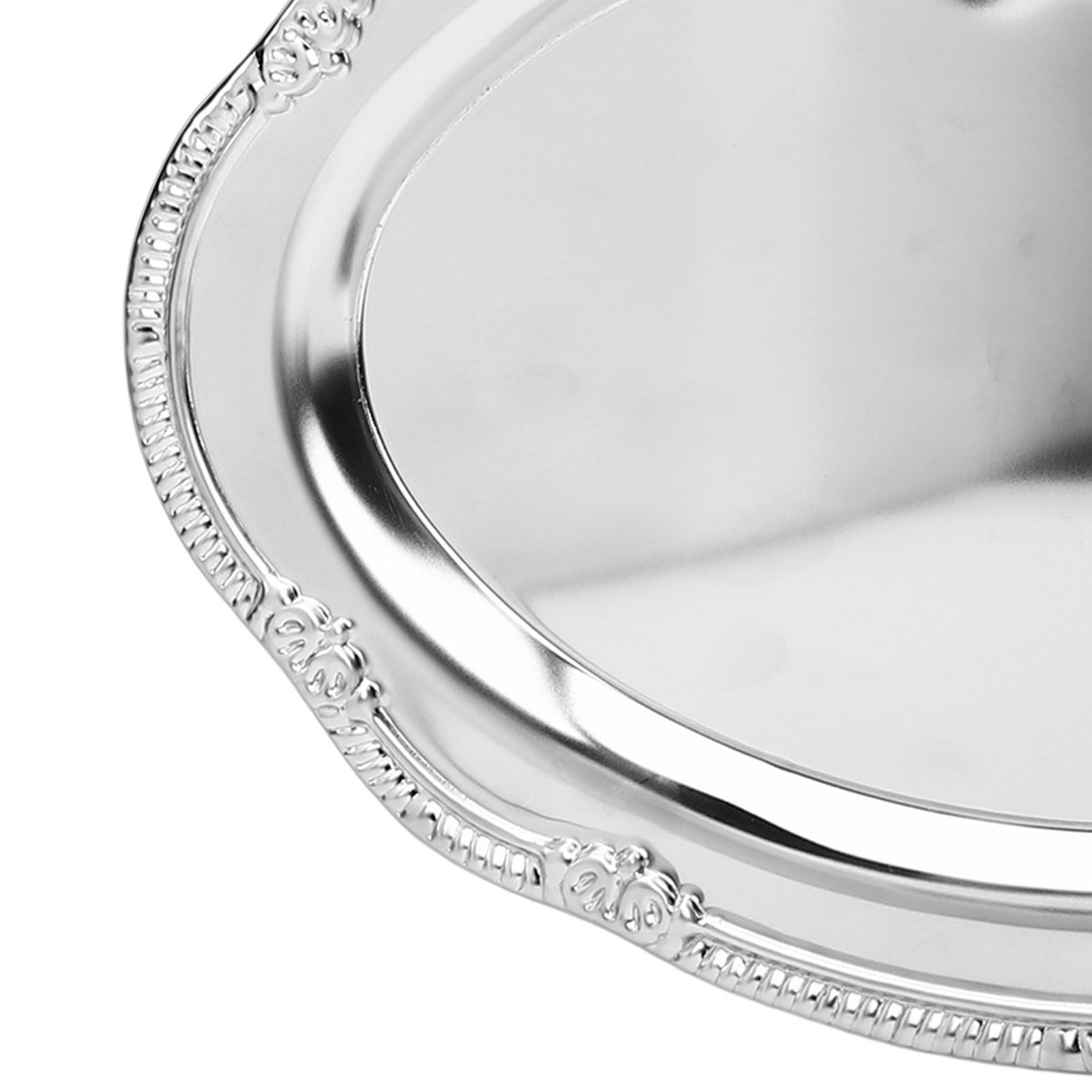 Engraved Dessert Tray Vintage Court Style Serving Plate Metal Decorative Plate view 7