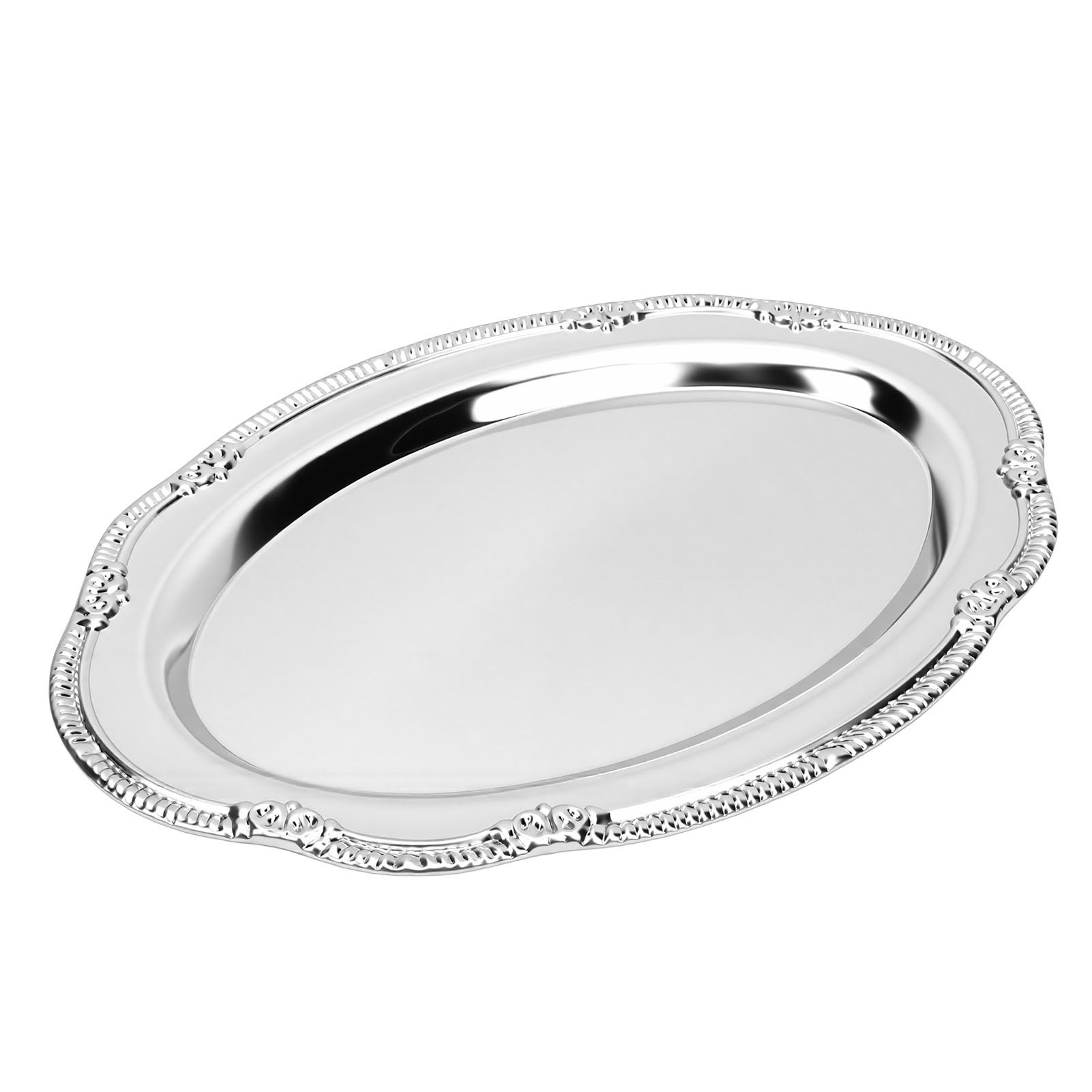 Engraved Dessert Tray Vintage Court Style Serving Plate Metal Decorative Plate view 8