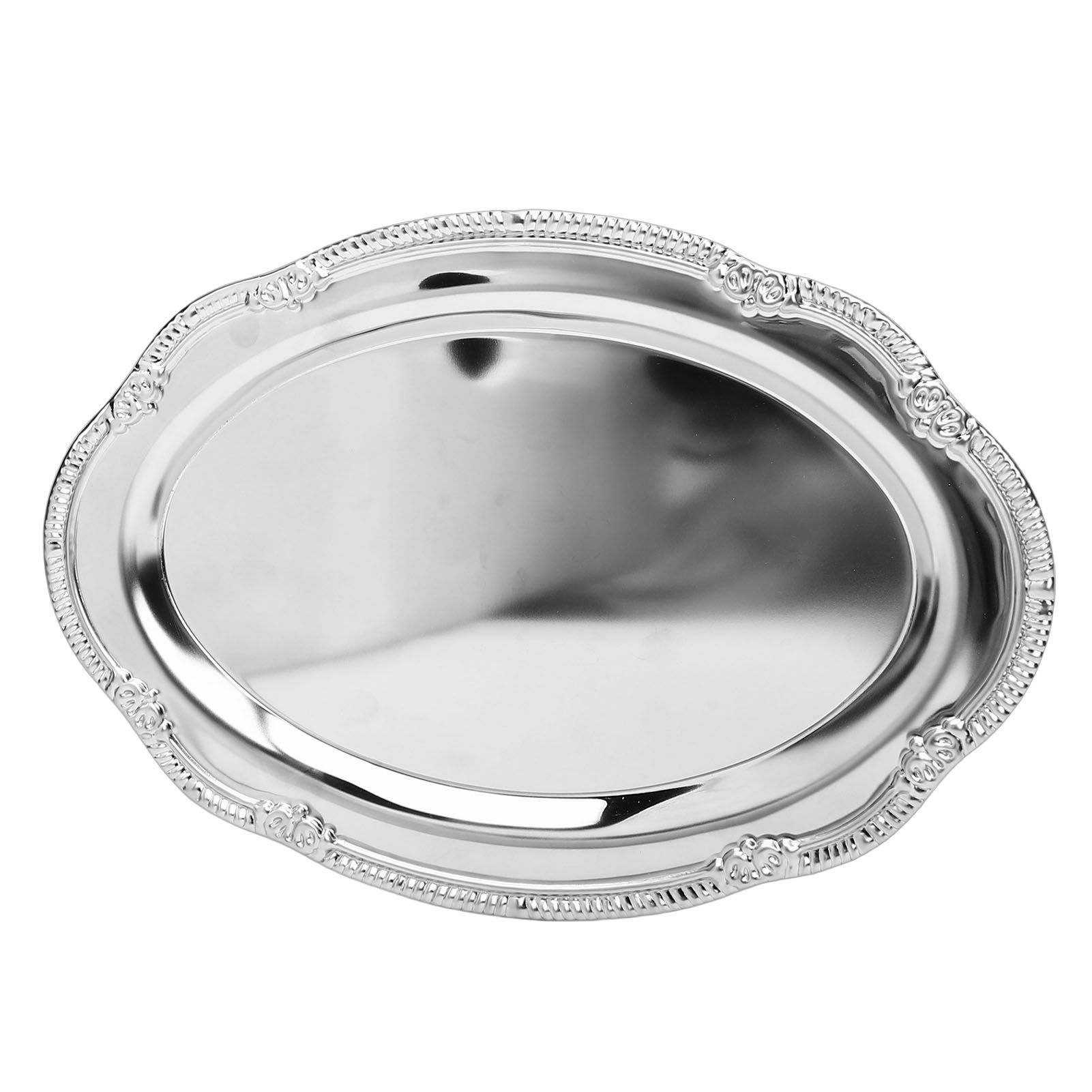 Engraved Dessert Tray Vintage Court Style Serving Plate Metal Decorative Plate view 11