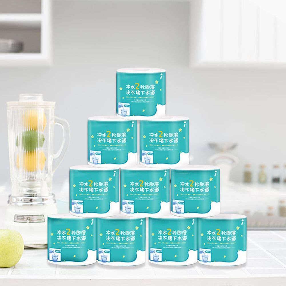 4Layers Water Solubility Thick Toilet Roll Paper Towels Bulk Wood Pulp Napkins view 4