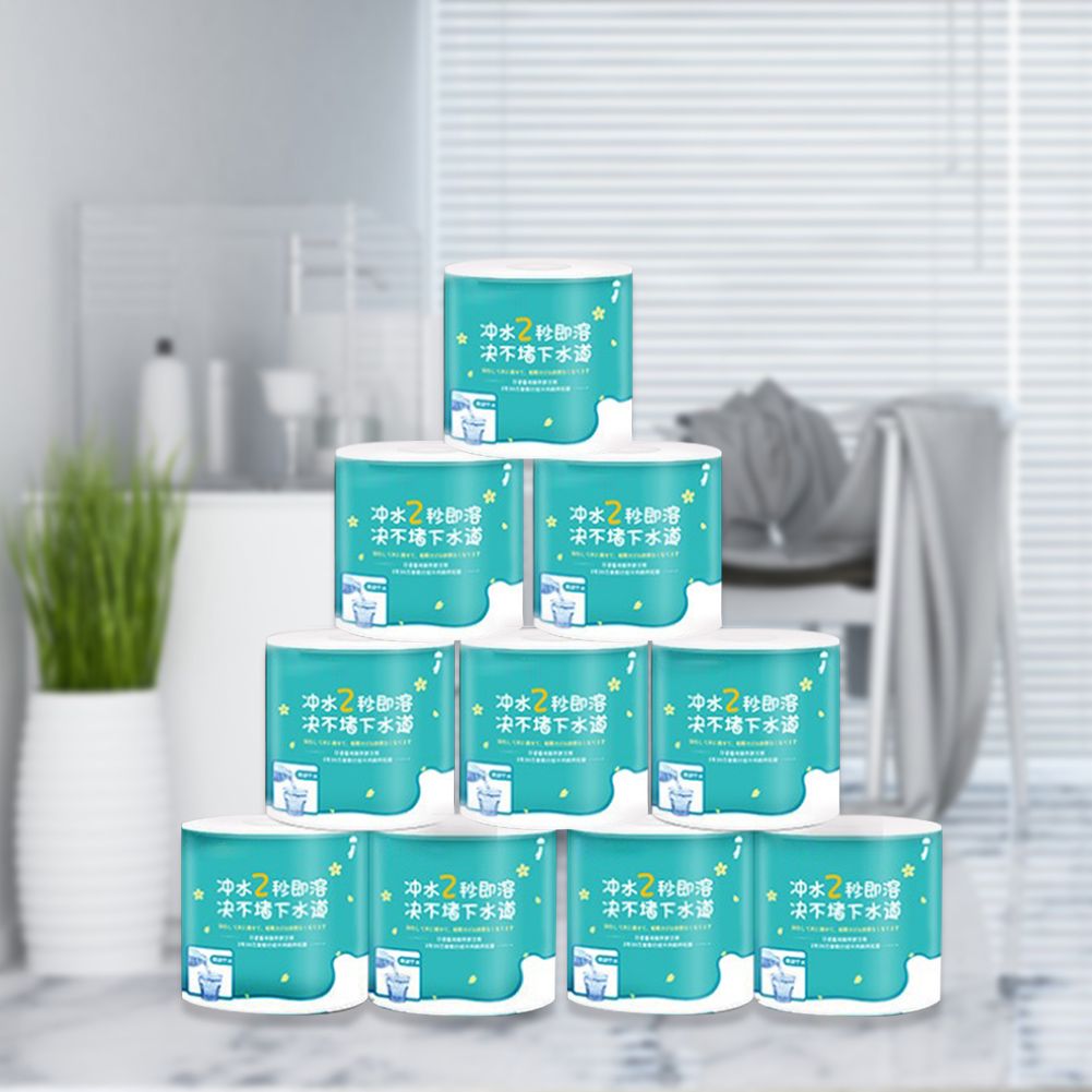 4Layers Water Solubility Thick Toilet Roll Paper Towels Bulk Wood Pulp Napkins view 5