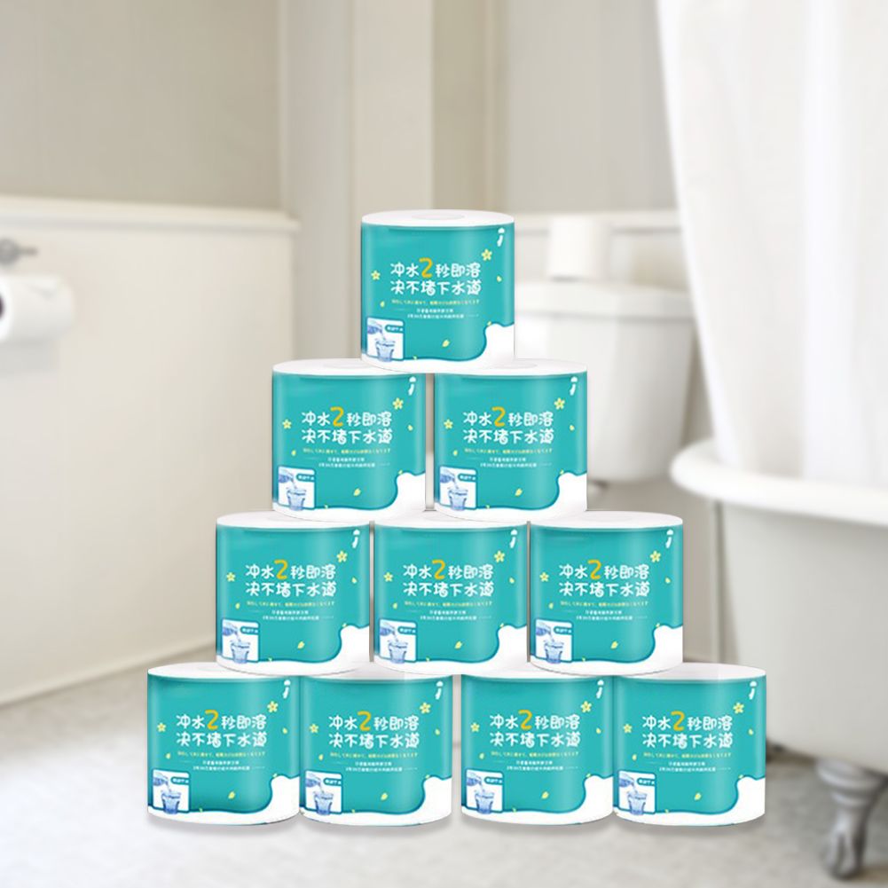 4Layers Water Solubility Thick Toilet Roll Paper Towels Bulk Wood Pulp Napkins view 6