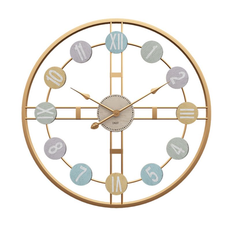 Gold Frame and Pointer Round Wall Clock Silent Modern Minimalist 50cm view 2