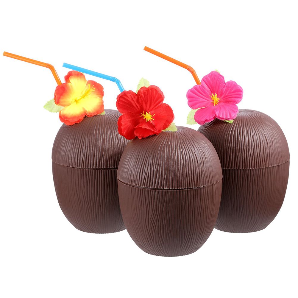 6Pcs Coconut Cup for Cocktails Hawaiian Party Plastic Drink Bottle 56g view 3