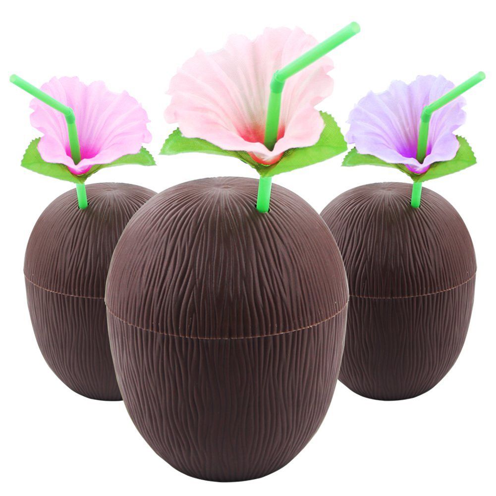 6Pcs Coconut Cup for Cocktails Hawaiian Party Plastic Drink Bottle 56g view 4