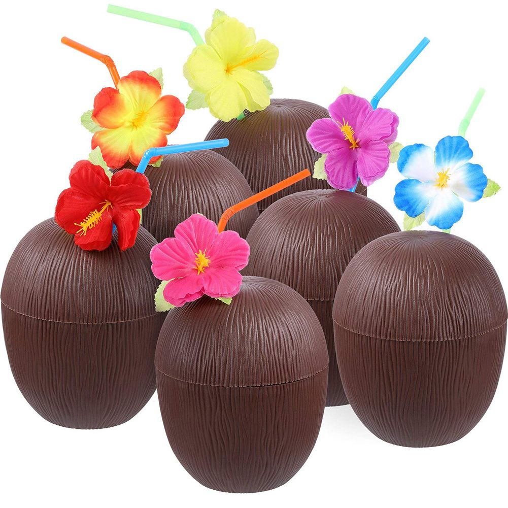 6Pcs Coconut Cup for Cocktails Hawaiian Party Plastic Drink Bottle 56g view 6