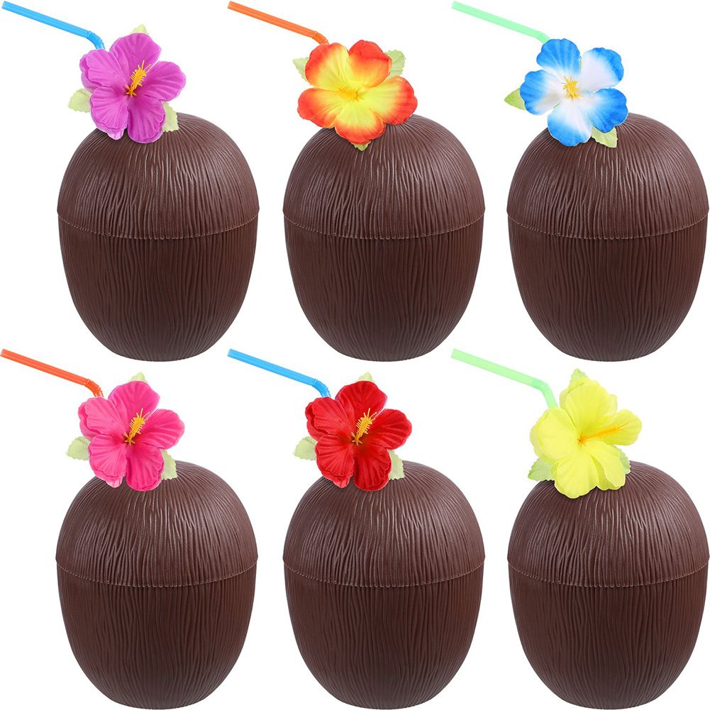 6Pcs Coconut Cup for Cocktails Hawaiian Party Plastic Drink Bottle 56g view 7
