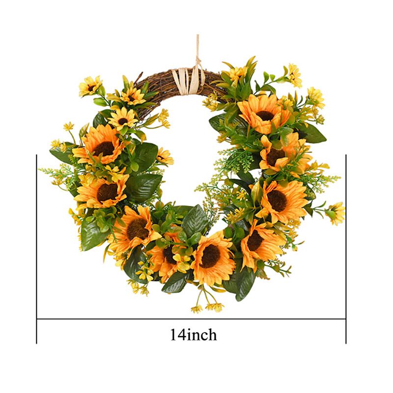 Sunflower Artificial Wreath Spring Summer Wreath for Front Door Farmhouse Home view 2