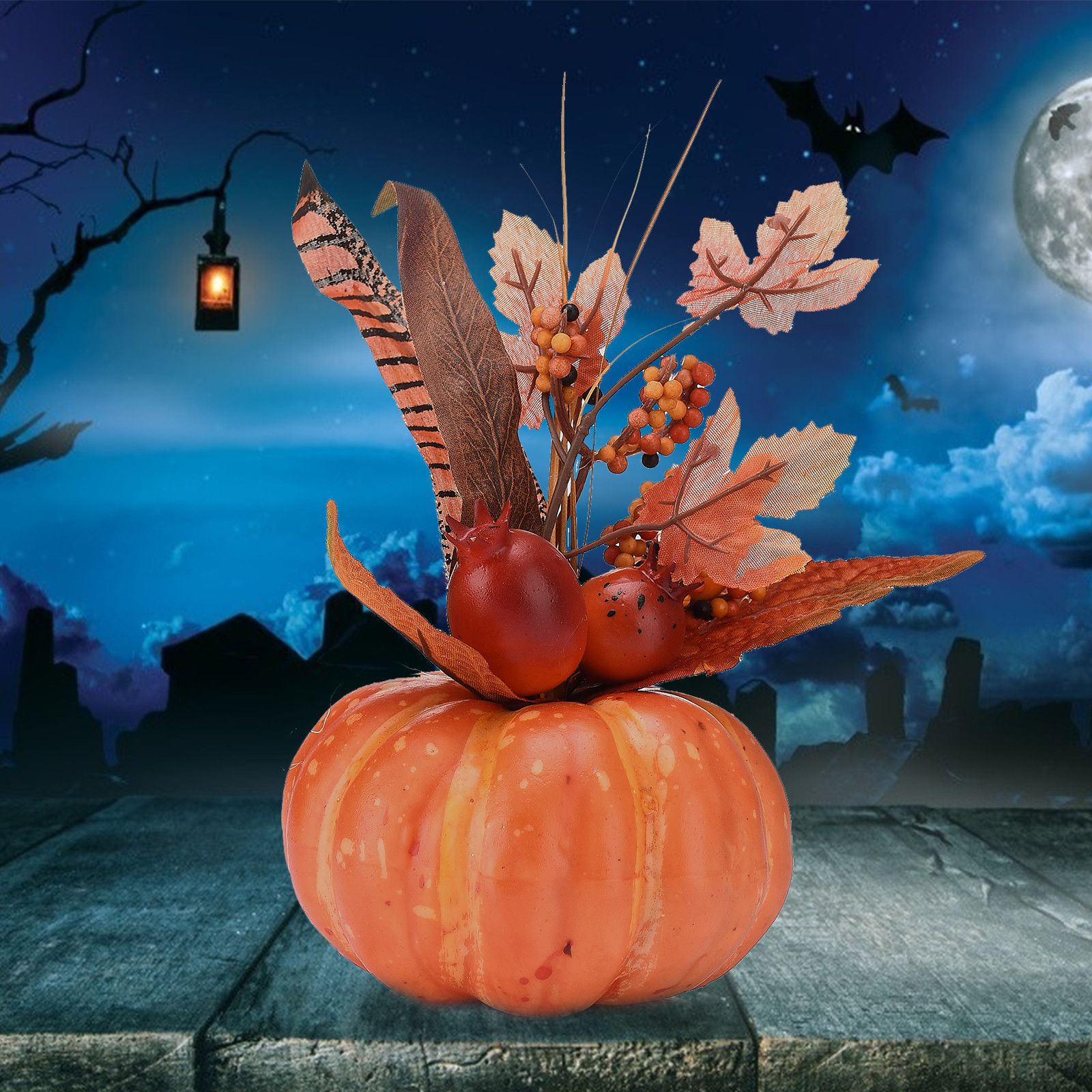 Artificial Maple Leaf Pumpkin Pomegranate Realistic Photography Prop 3D Maple view 3