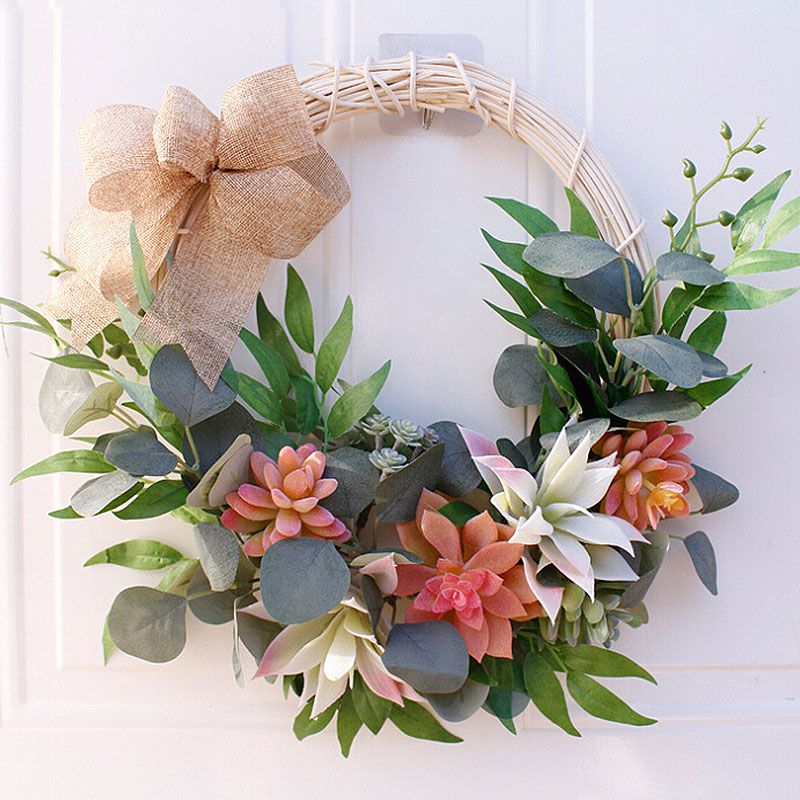 Succulent Garden Artificial Hanging Wreath Artificial Succulent Wreath Hanging view 2