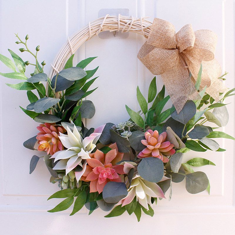 Succulent Garden Artificial Hanging Wreath Artificial Succulent Wreath Hanging view 3