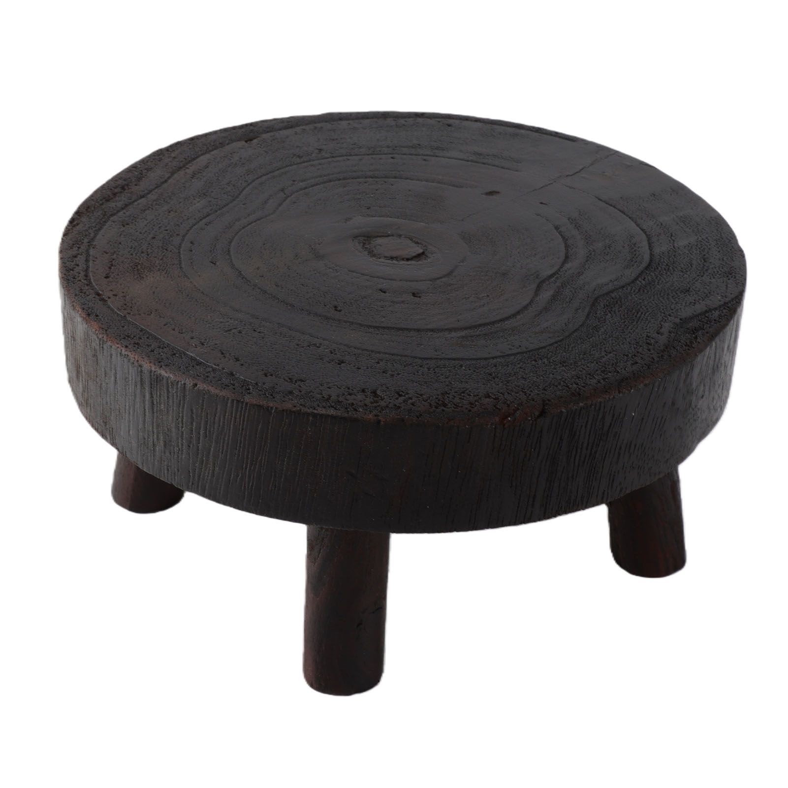 Wooden Flower Stand Stool Round Wooden Riser with 2.4in Leg Height Burnt Tung view 3
