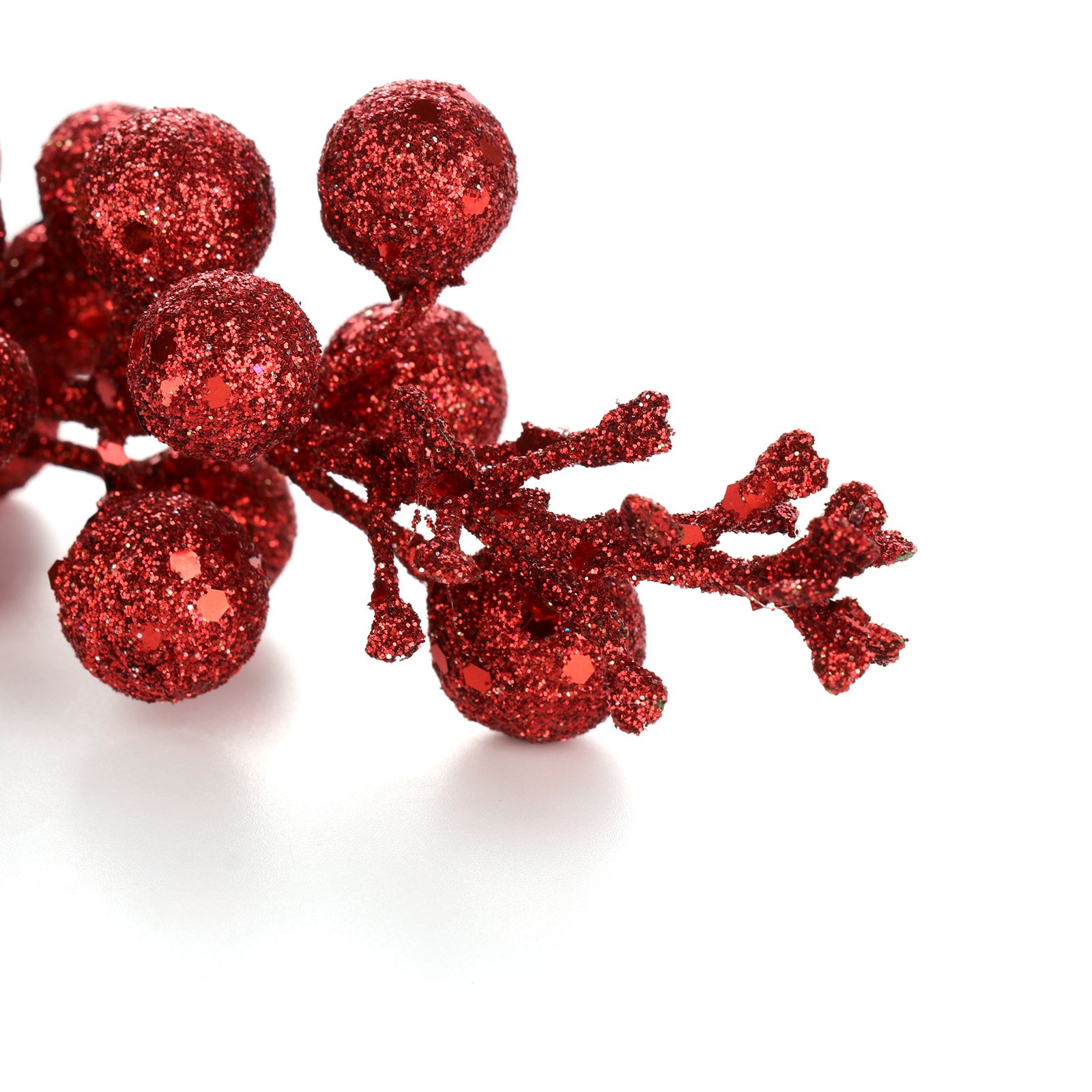 12Pcs Xmas Tree Decoration Berries Shining Sequined Simulated Wreath Rattan view 7
