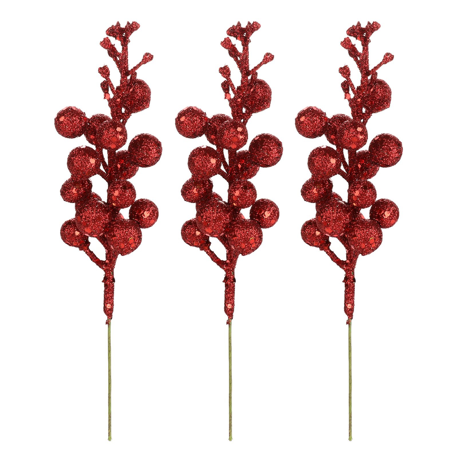12Pcs Xmas Tree Decoration Berries Shining Sequined Simulated Wreath Rattan