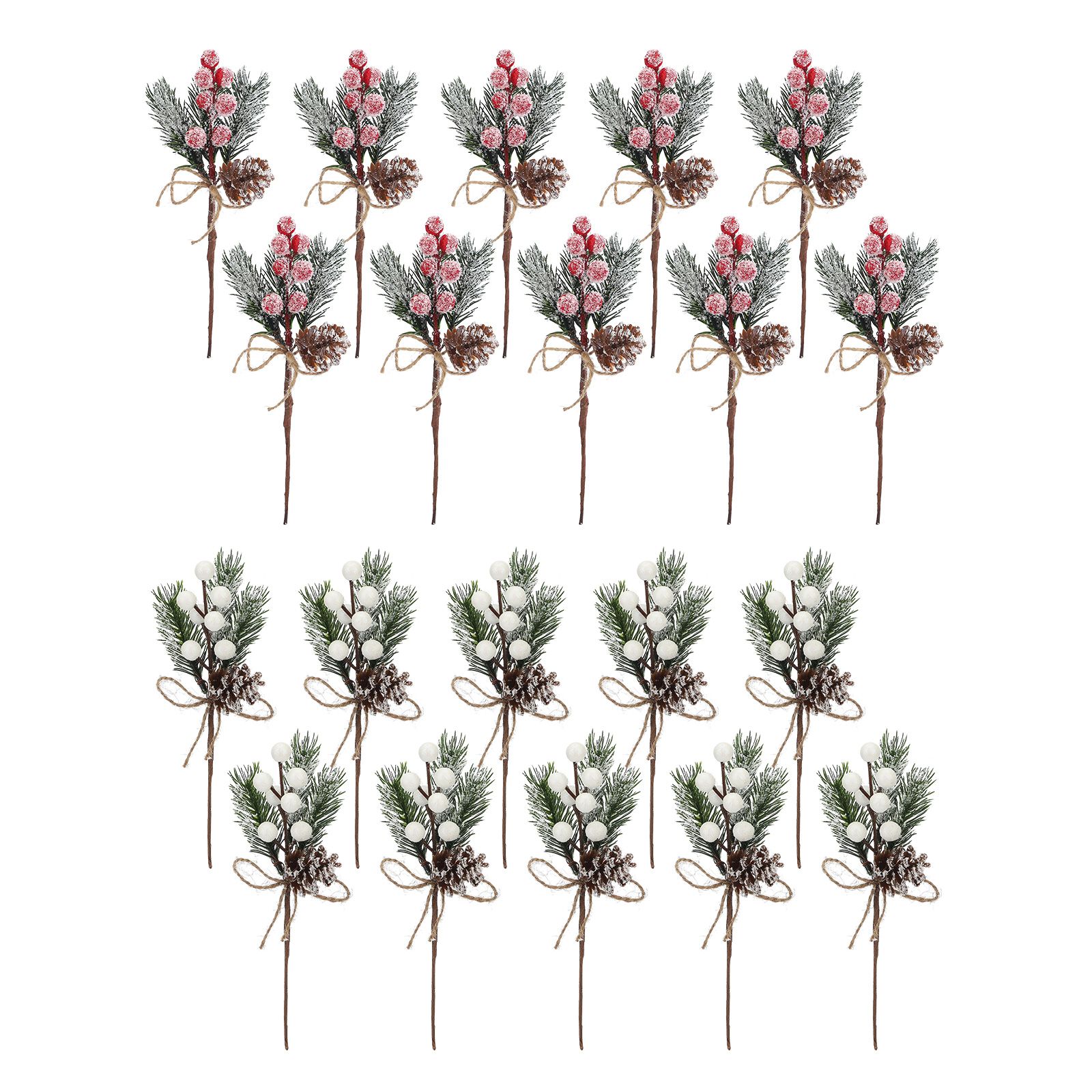 20PCS Artificial Pinecone and Berry Picks Faux Pine Tree Needles Branches Xmas view 7