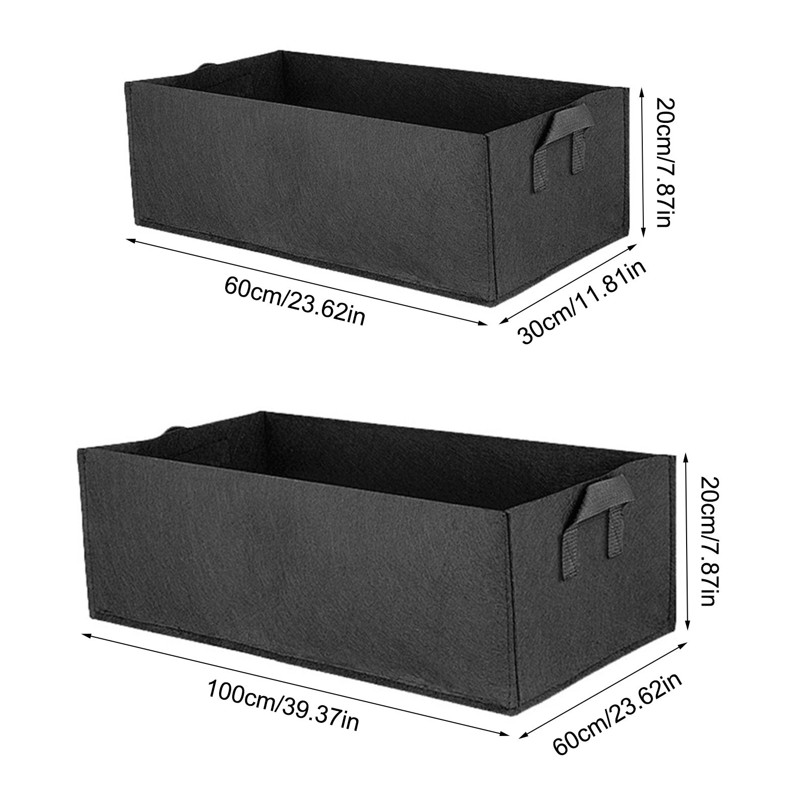 2pcs Fabric Raised Garden Bed with Handle Breathable 100 X 60 X 20cm Rectangle view 7