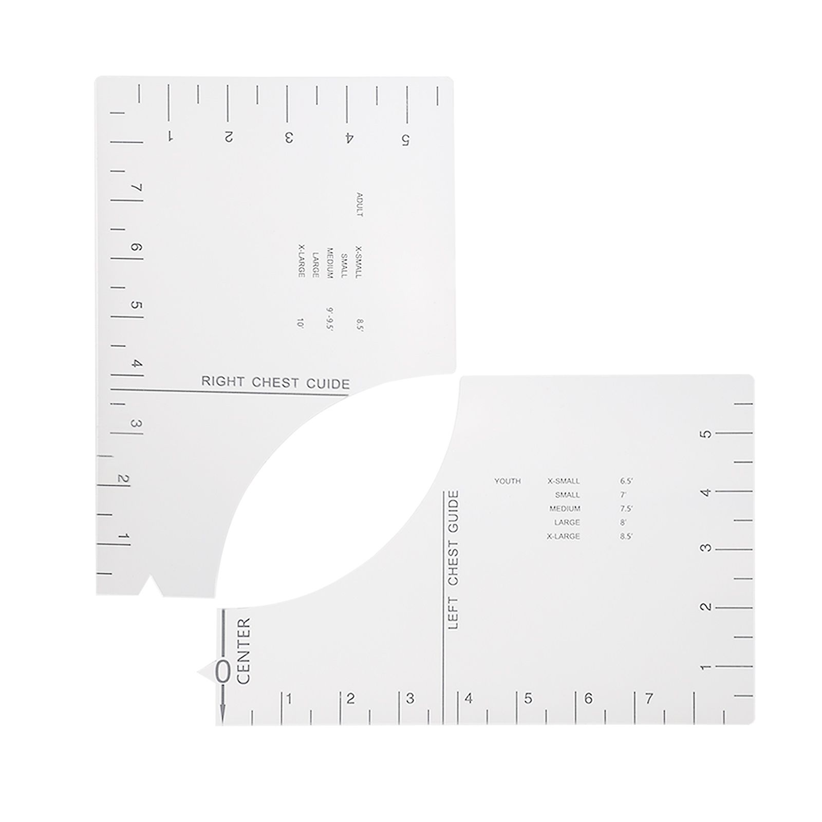 T Shirt Ruler Round Collar Guide Centering Alignment Tool Acrylic Foldable